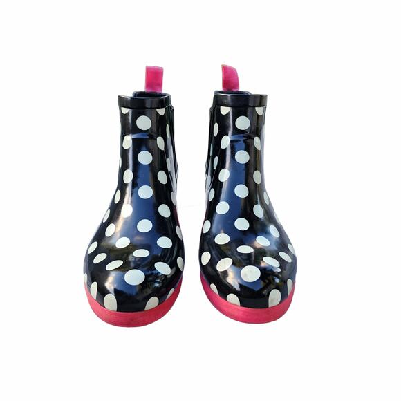 Kate Spade Trudy Polka Dot Rubber Distressed Ankle Rain Boots - Picture 2 of 10